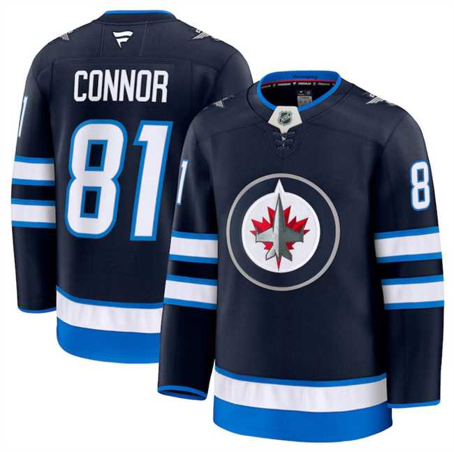 Men%27s Winnipeg Jets #81 Kyle Connor Navy 2024-25 Home Stitched Hockey Jersey Dzhi->winnipeg jets->NHL Jersey